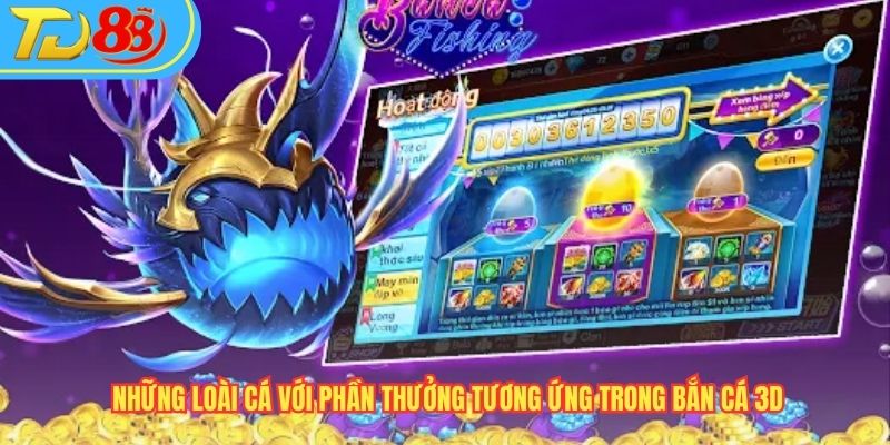 Những loài cá với phần thưởng tương ứng trong Bắn Cá 3D
